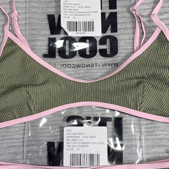 Free People It's Now Cool Green/Pink Swim Set Outline Bralette & Duo Shortie XL - Picture 4 of 7